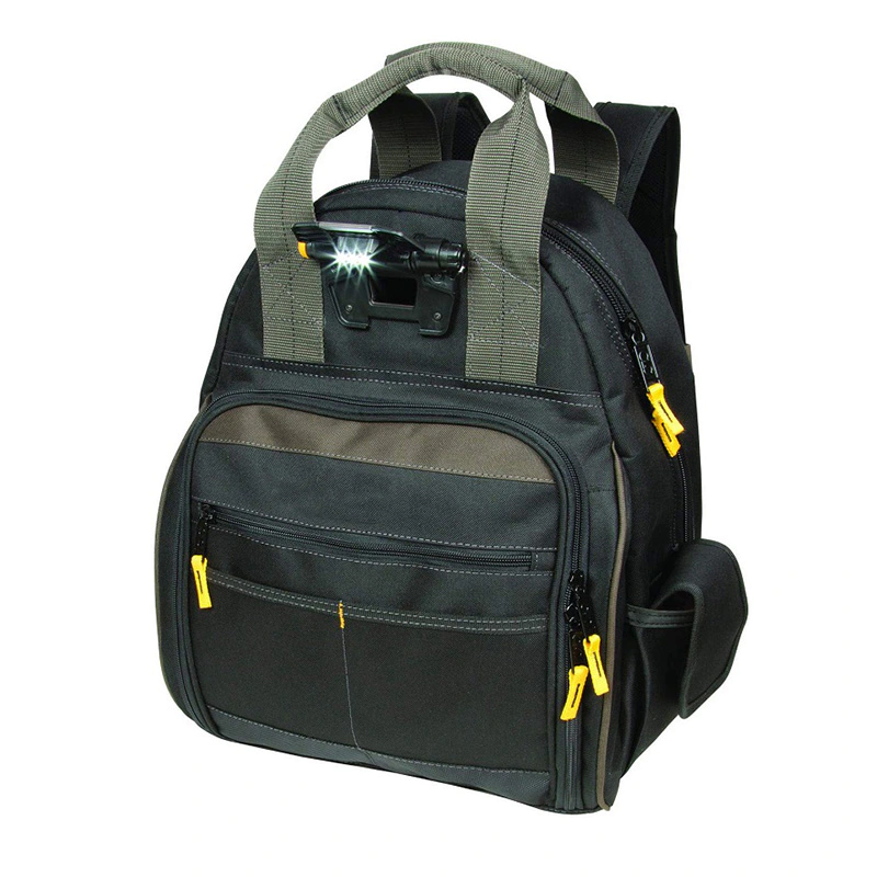 Best selling PS-J001 tool backpack with strong handle black color with 1680D polyester
