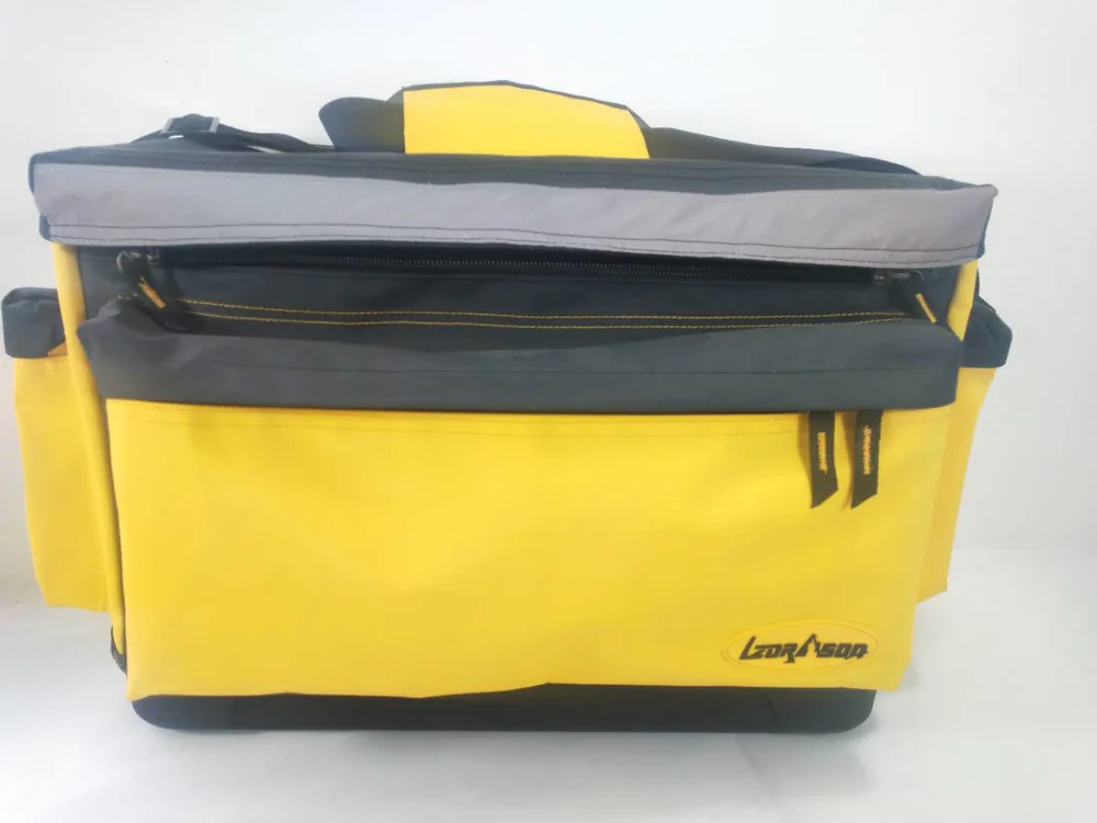 Tool Bag Wide Mouth Tote Bag with11 Pockets  Storage Bag Adjustable Shoulder Strap Black/Red