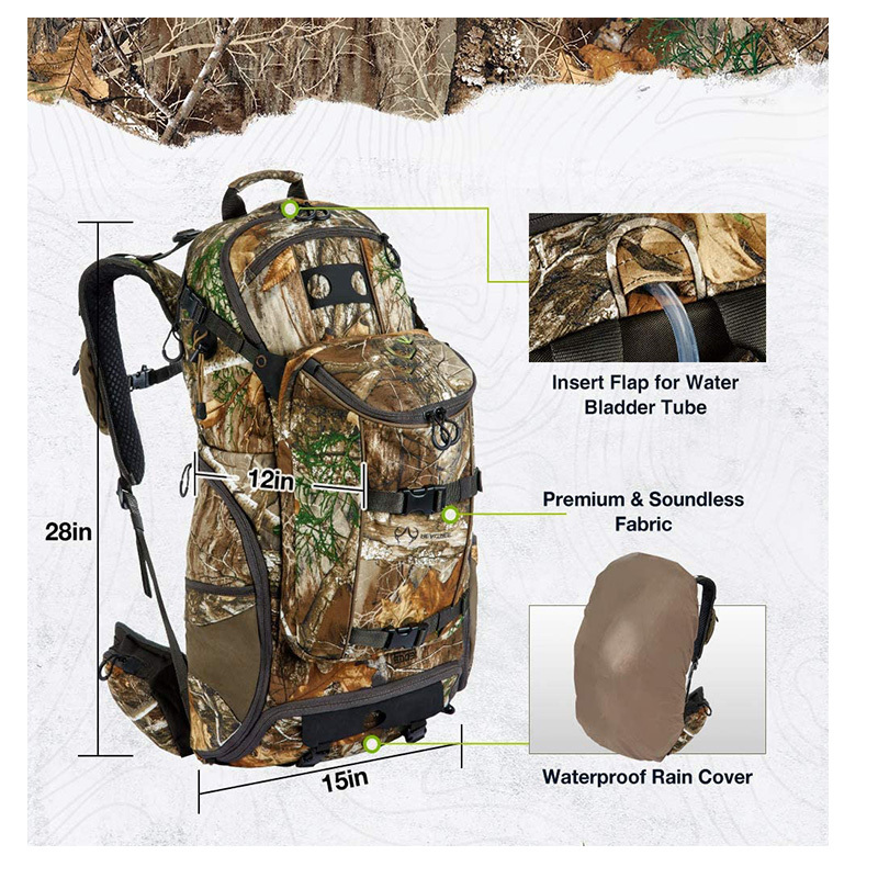 PS-HB2010 Hunting Pack 3400cu, Silent Frame Hunting Backpack for Bow/Rifle/Pistol with 600D polyester
