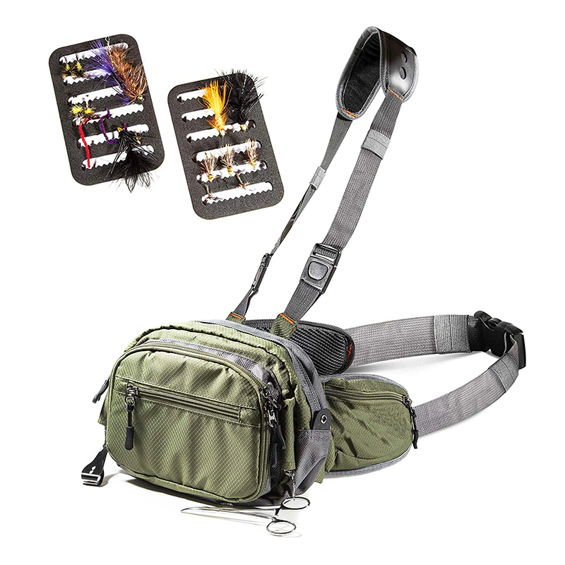 PS-FB2008 Fly Fishing Waist Pack - Lightweight Fishing Fanny Pack and Tackle Storage Hip Bag with nylon fabric